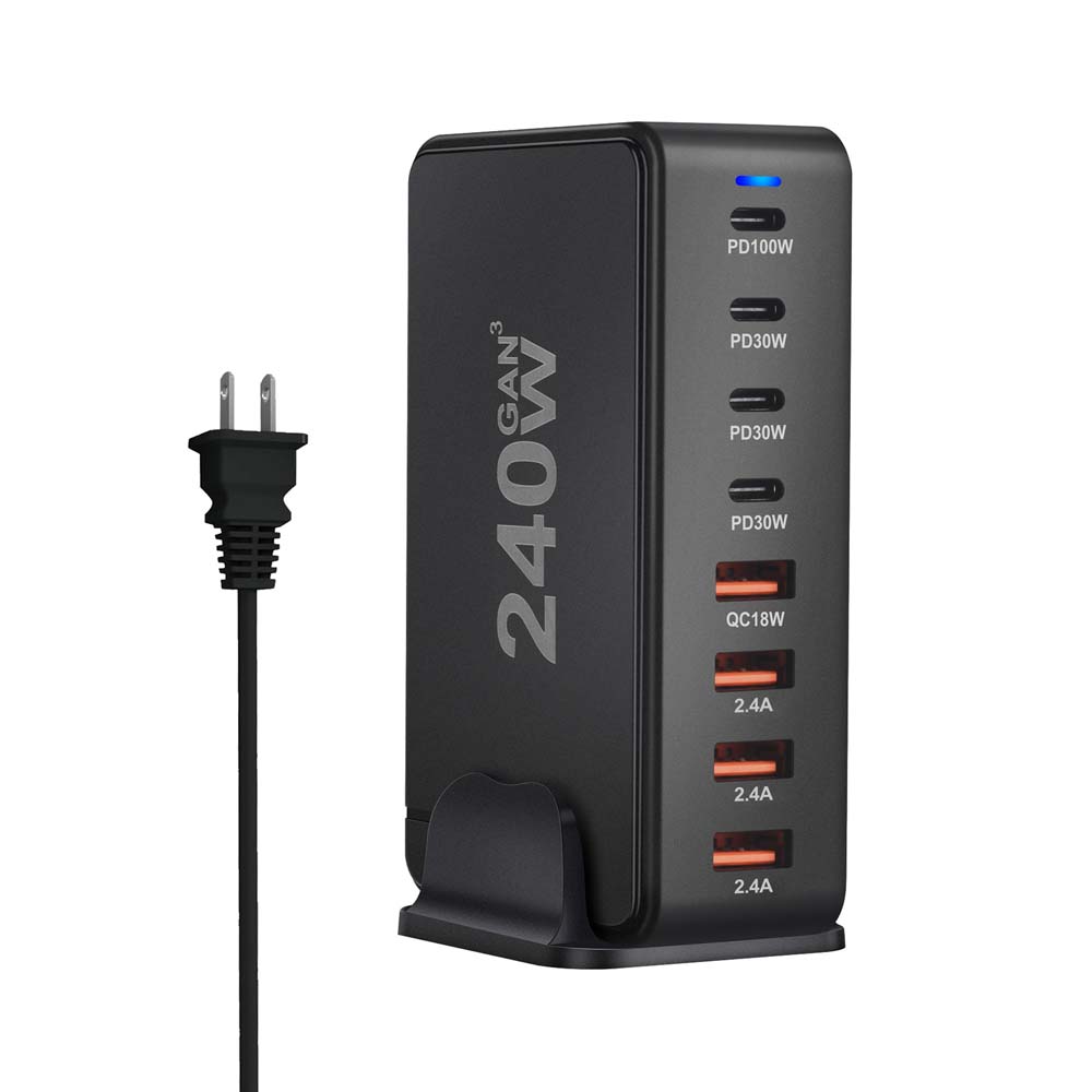 268 Вт 240 Вт настольное зарядное устройство GaN Quick PD 8 портов USB Type C США ЕС Австралия Великобритания адаптер для мобильного телефона ноутбука ПК док-станция для зарядки 240W USA Plug gray YTO phone case