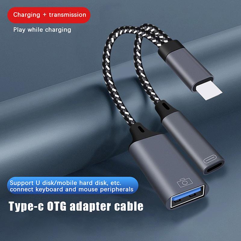 Usb C Otg кабель телефонный адаптер 2 в 1 тип C к Usb A адаптер с портом зарядки Pd для телефона ноутбука планшета серый Another Girl