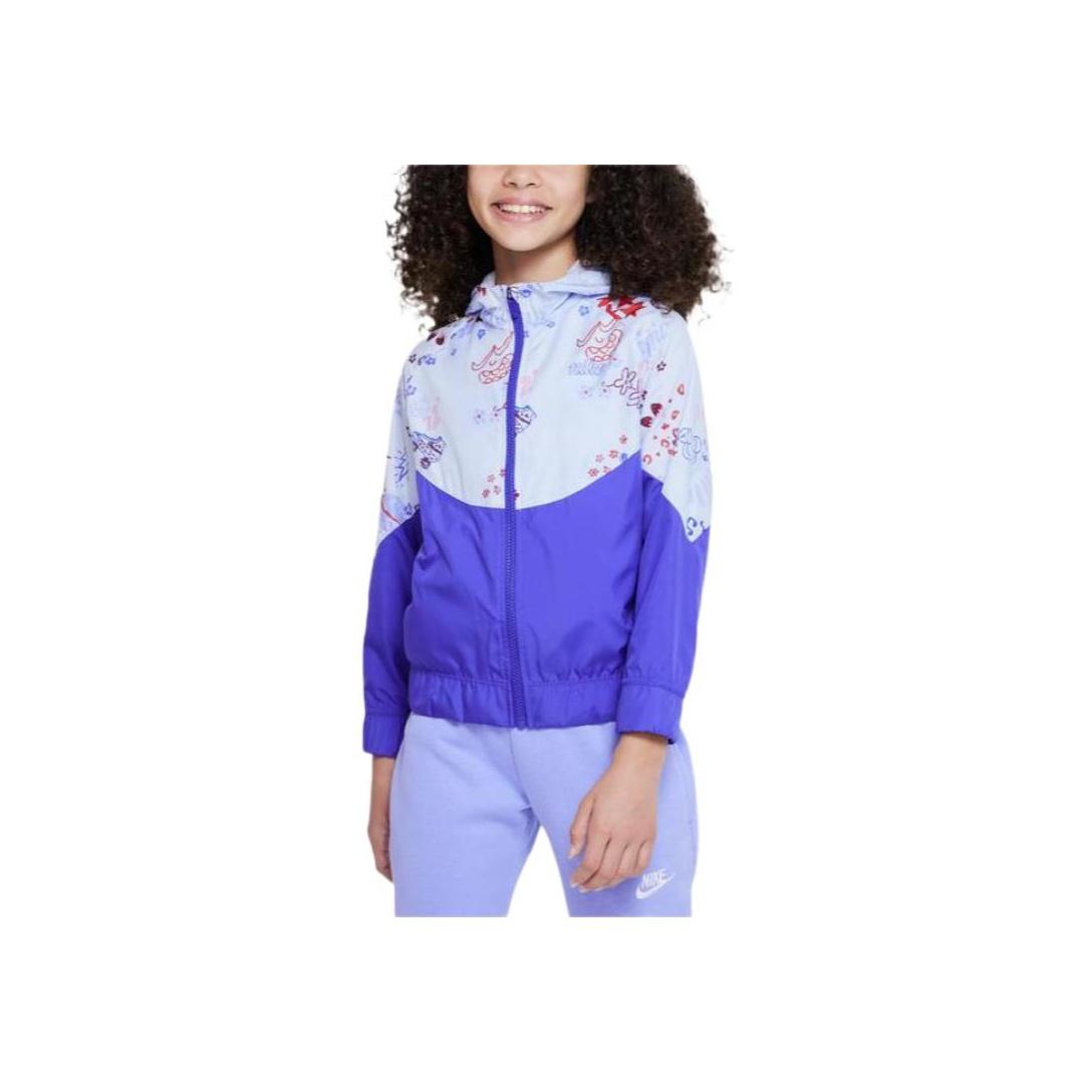 Nike Sportswear Icon Clash Windrunner Abstract Pattern Printed Zip-Up Hooded Jacket Kids jackets Blue DQ8879-085 XL white