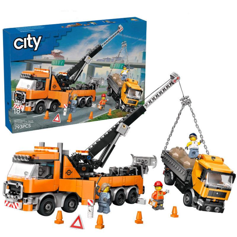 Совместимо с LEGO Серия Город 60467 Прицеп с башенным краном для тяжелых условий Спасатель Мальчик Строительный конструктор gray DIY Handmade creativity