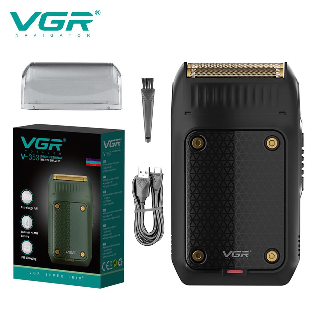 Оригинальная вибрирующая бритва для бороды VGR V-353 Профессиональный триммер для волос Электрическая бритва для лица Мужская USB-зарядка Безопасная бритва для лица для мужчин чёрный