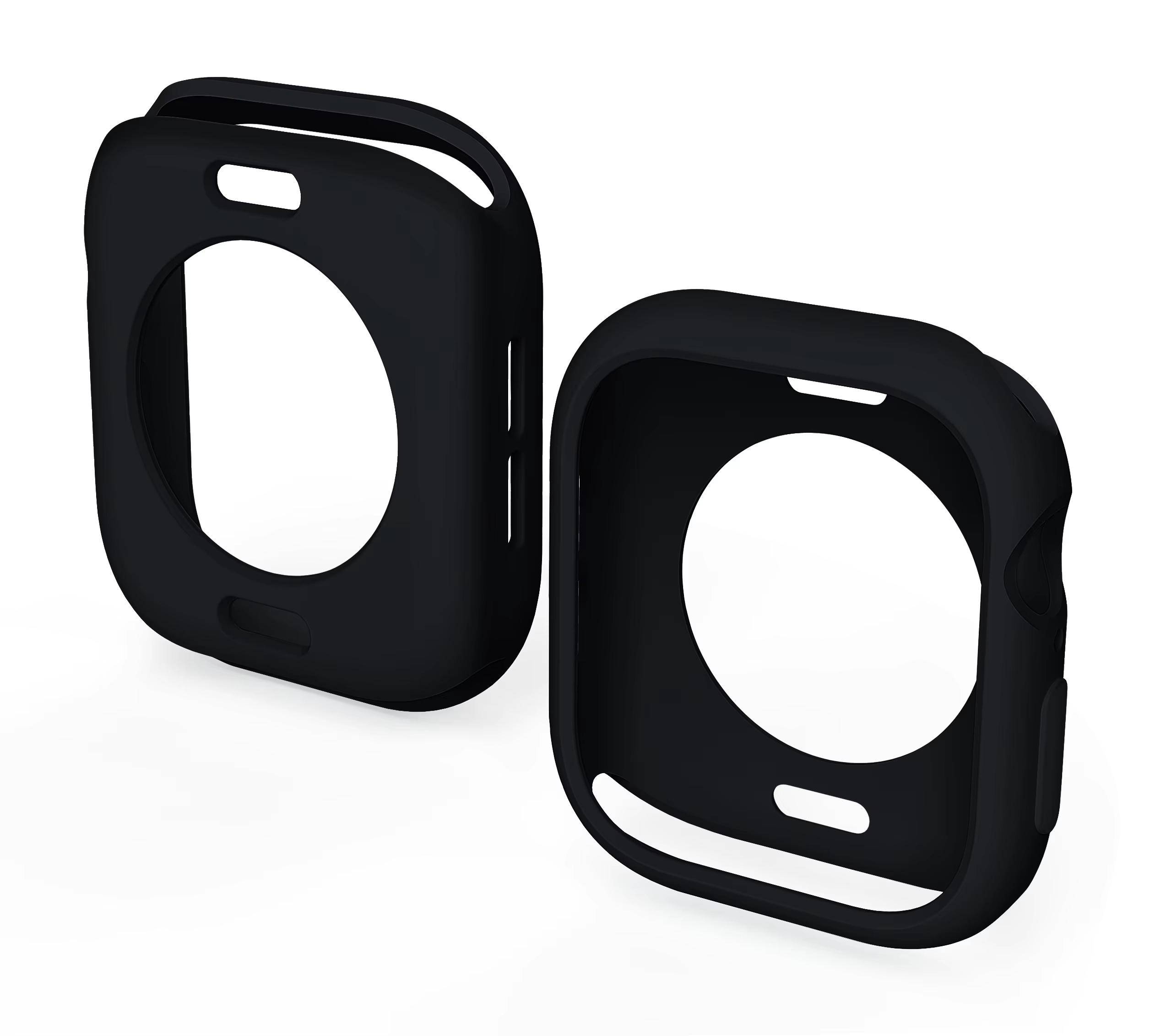 Чехол для Apple Watch Series 11 10 46 мм 42 мм Аксессуары Мягкий силиконовый Защитный корпус Бампер iwatch series 10 46 мм 42 мм Крышка series 11 10 42mm чёрный Aura Living