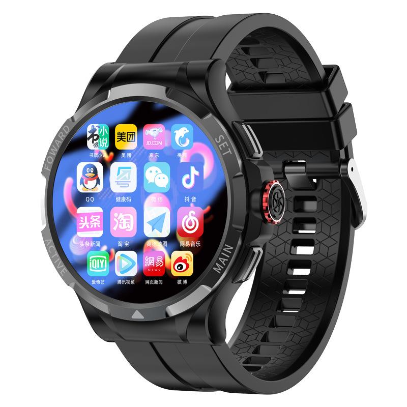 Смарт-часы GPS 4G 5G 1,43 дюйма, экран 400*400 HD, 2/4 ГБ + 16/128 ГБ, телескопическая поворотная камера, SIM-карта, Android 9,0, мужские умные часы 2GB 16GB чёрный SCIONE