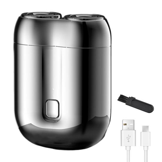 Мини-электробритва USB перезаряжаемая водонепроницаемая влажная сухая дорожная бритва с двумя головками портативная мужская борода серебряный Amusedly