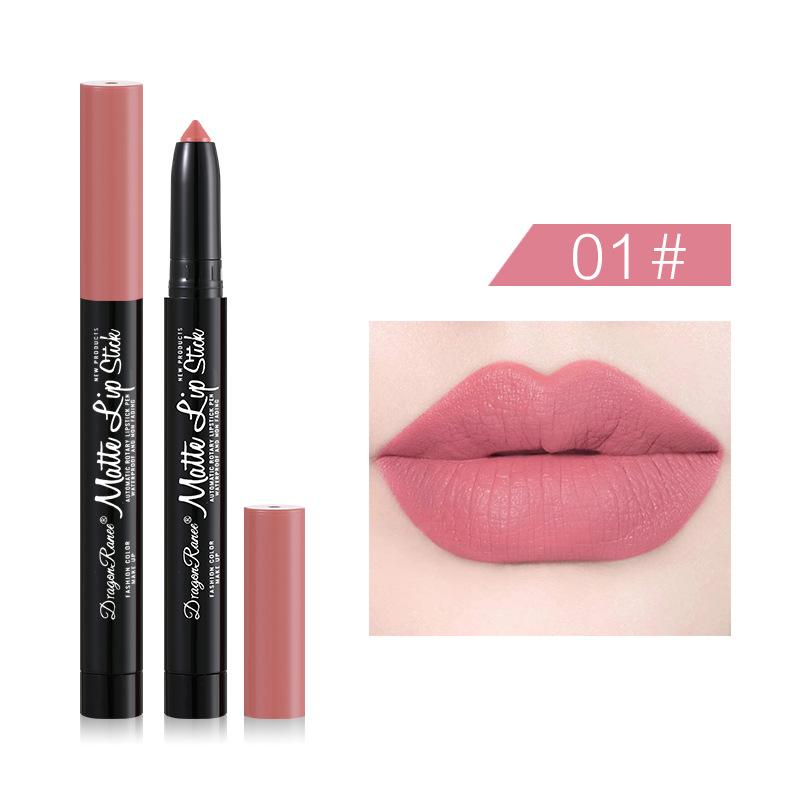 Губная помада Dragon Ranee Pen Dumb Velvet Mist Женская губная помада Bean Rose Rose с ножом Автоматическая ручка для линии губ 01 pink