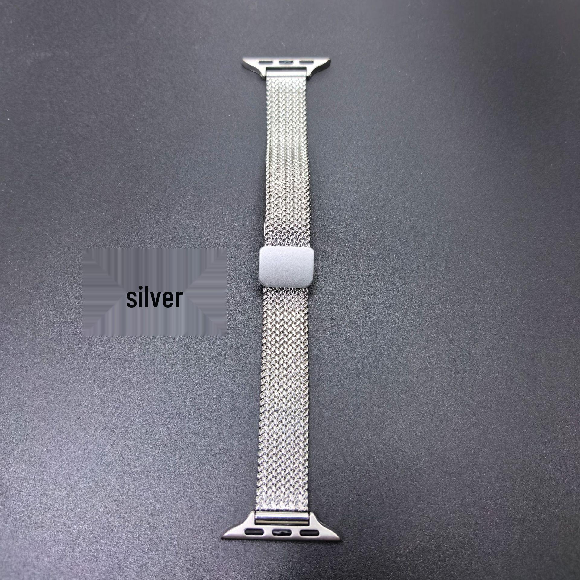 Женский ремешок для Apple Watch из нержавеющей стали, сетчатый, с магнитной застежкой, узор «елочка» 14mm серебряный Pickerr