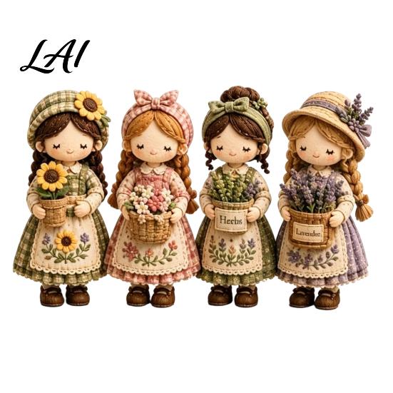 Patchwork Toy Making Girl DIY Kit 3D Doll Sewing Craft Set with Pre-Cut Handmade Kit Fabric Thread Needles Cute for Home Decor Gift Stress Relief E beige AuroraBloom