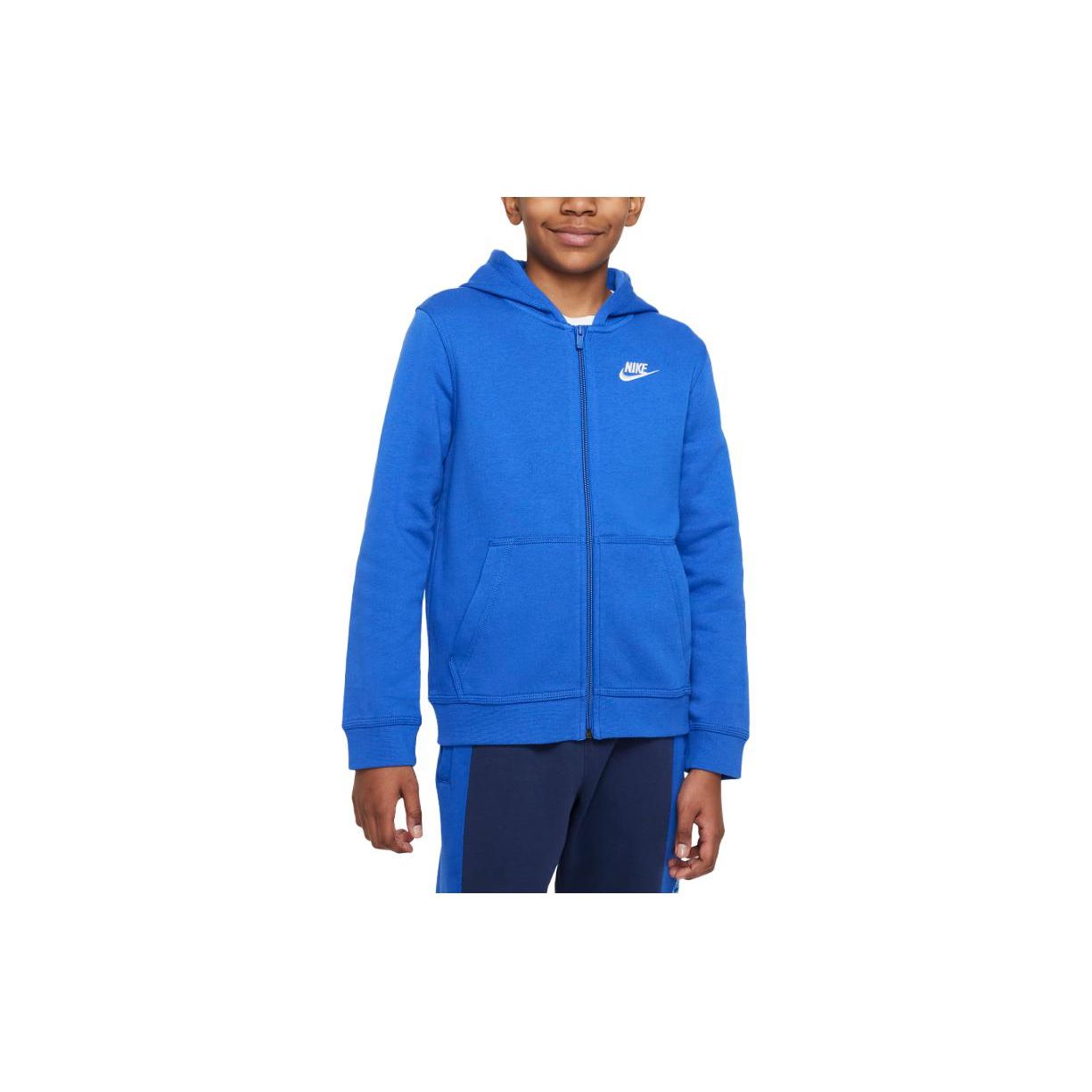 Nike Logo Embroidered Hooded Loose Sports Jacket Kids jackets Blue BV3699-480 L blue