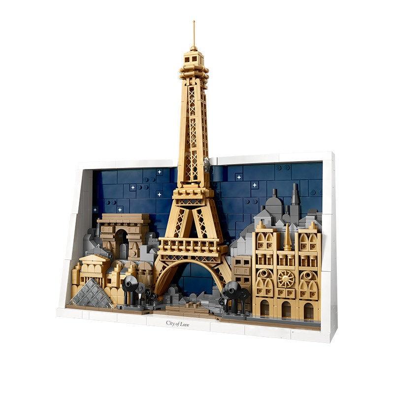 Совместимо с серией LEGO Architecture Модель 21064 Париж - Город любви Мужские и женские собранные строительные блоки Детские игрушки blue DIY Handmade creativity