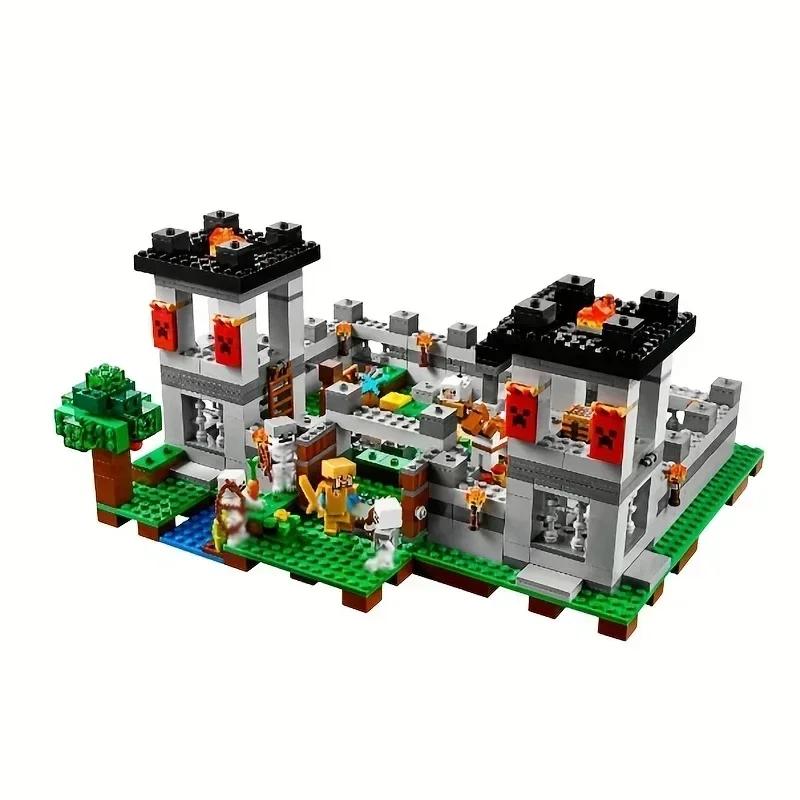 984PCS Fortification Building Blocks Bastion Log Cabin Model Assemble Bricks Toys Gifts Children Boy Adult gray Exquisite toys