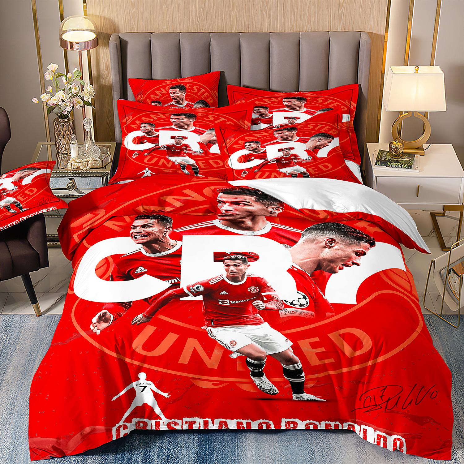 Duvet Cover Luxurious Football Star Cri-stiano Ronaldo Printing Bedding Set Duvet Cover Bed Youth Kids Girl Boys Birthday Gift 200x200cm white LjqTen