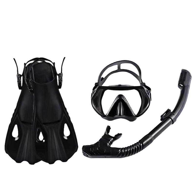 Professional Diving Mask Snorkel Fin Fins Panoramic Wide-Angle Snorkeling Equipment with Flipper for Scuba Use S/M чёрный QINGLONG GOODS