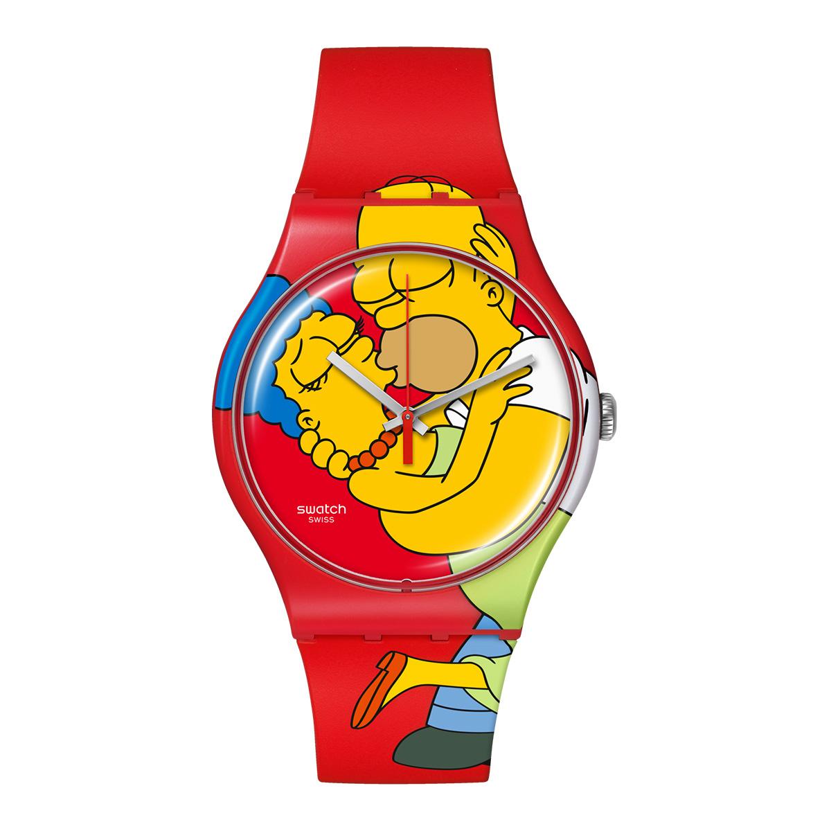 Swatch Quartz Movement Analog Watch 41Mm Red Dial Plastic Case Silicone Strap Unisex watches SO29Z120 Red yellow
