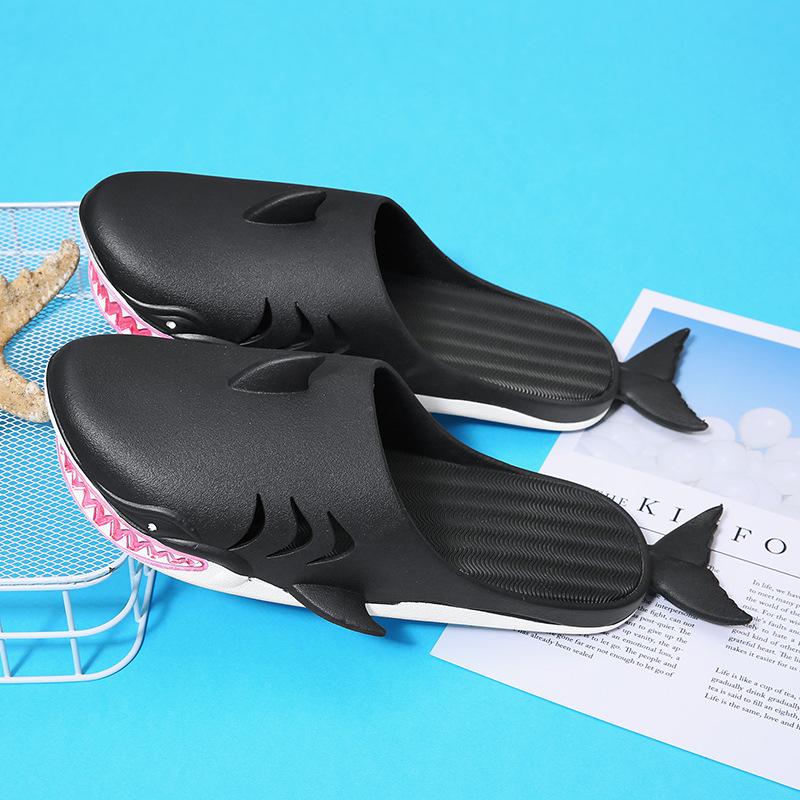 Мужские тапочки, симпатичные тапочки Shark Slides 2024, летние домашние нескользящие тапочки для пар, пляжные тапочки для дома, шлепанцы для женщин из ПВХ, забавная обувь 36-37 чёрный SmoothWalk Wear