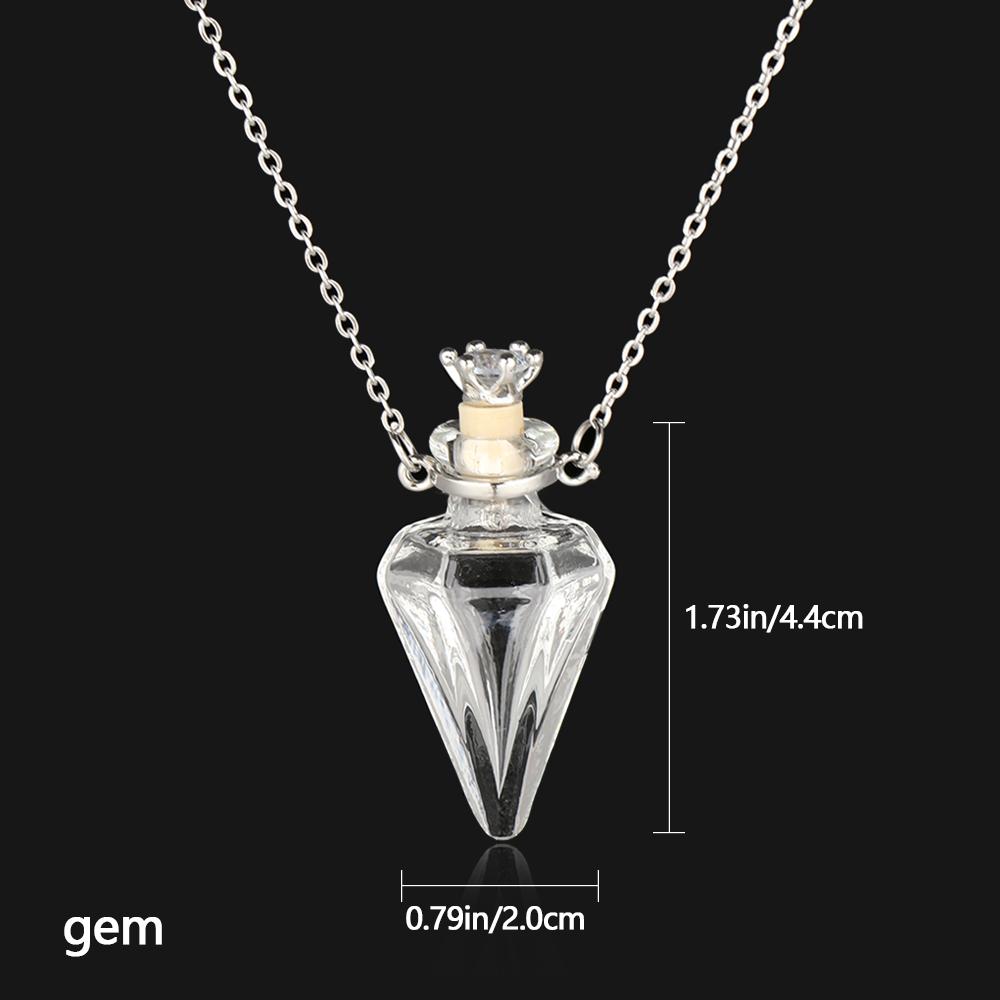 Drop Heart Steel Chain Memorial Jewelry Glaze Vial Necklace Perfume Jewellery Essential Oil Pendant gem gray Pingcang