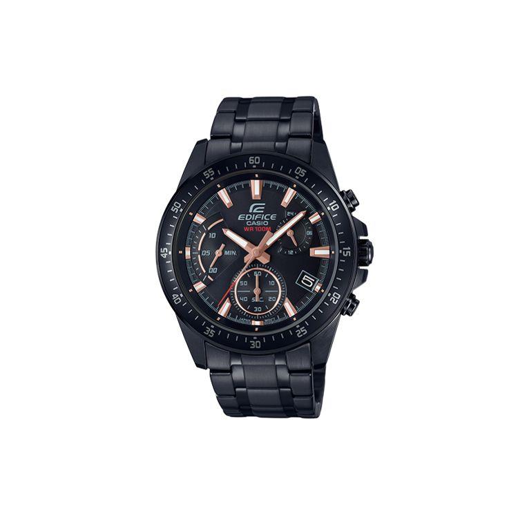 Casio Edifice Series Waterproof Versatile Black Chain Quartz Movement Stainless Steel Strap Mens Watch Black Dial Men watches EFV-540DC-1B Black Dial black