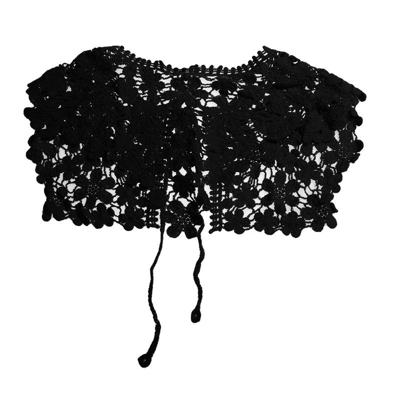 2026 New Vintage Style Womens Doll False Fake Collar Hollow Out Crochet Lace Half Shirt Shawl Lace Cutout Shawl чёрный Good Household Items