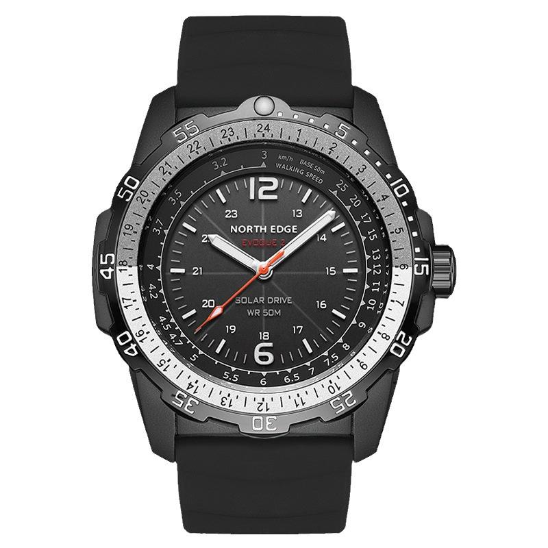 NORTH EDGE EVOQUE 2 Унисекс Спортивные наручные часы на солнечных батареях Водонепроницаемые 50M Светящийся Резиновый ремешок Сенсорное управление BT Ответ Магнитный EVOQUE 2 чёрный QINGLONG GOODS
