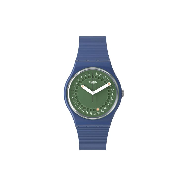 Swatch Series Quartz Movement 30M Water Resistant Watch 34Mm Green Dial Bio-Based Material Case Silicone Strap Unisex watches SO28N403 Green gray