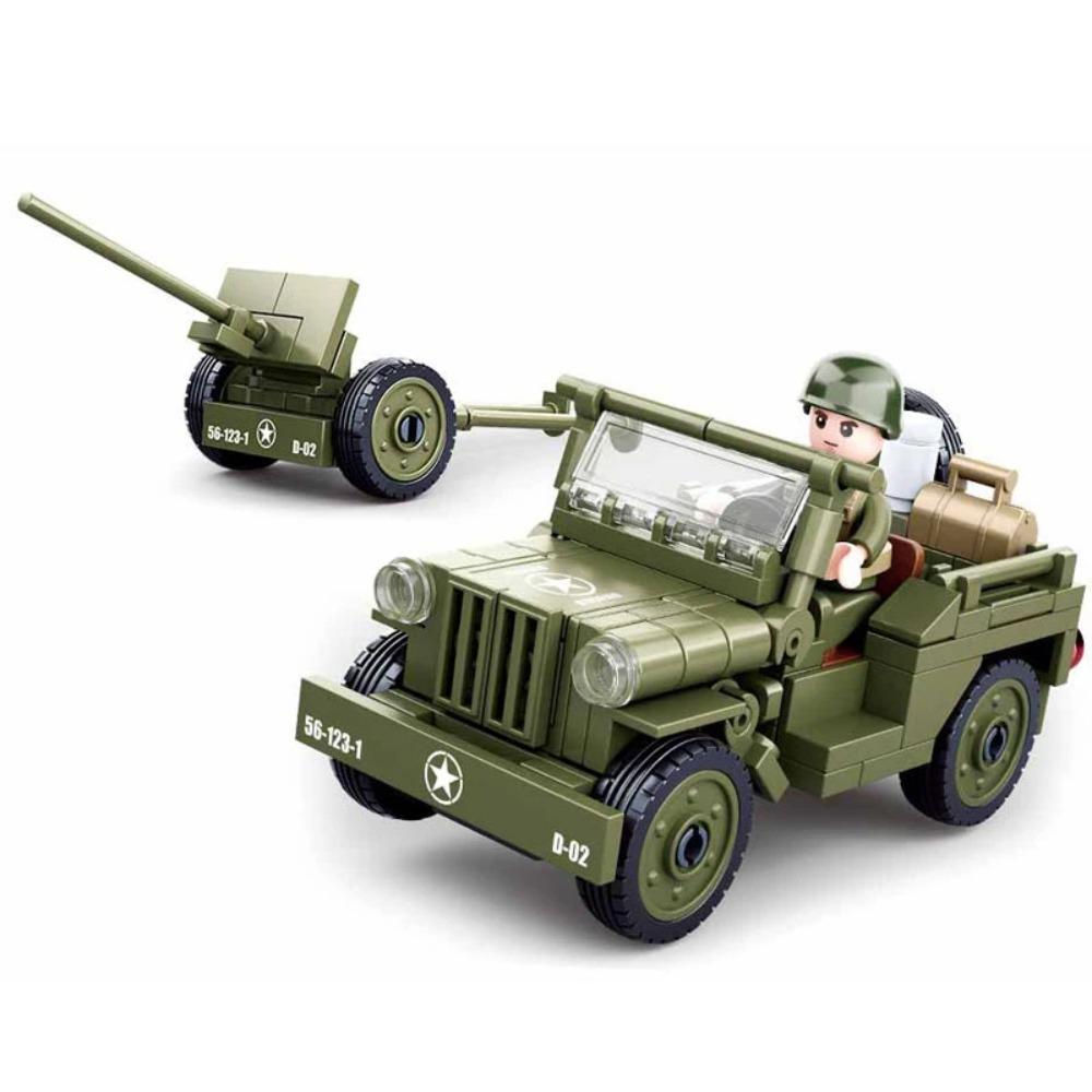 SLUBAN Вторая мировая война Высадка в Нормандии Американский WILLYS Jeep Конструктор WW2 Военный Армейский Автомобиль Кирпичики Классическая Модель Детские Игрушки Мальчики gray Toys D