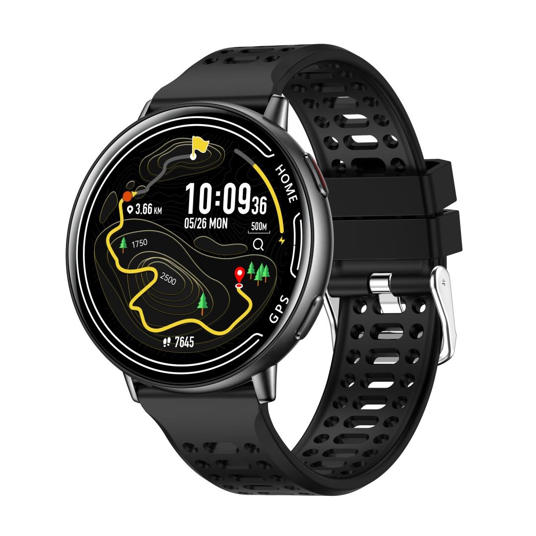 Умные часы с GPS Rainbuvvy KC100 1,39 дюйма 360x360 BT5.3 Bluetooth-звонок Водонепроницаемость 1 АТМ 230 мАч Смарт-браслет Android Женские спортивные часы silicone strapband чёрный