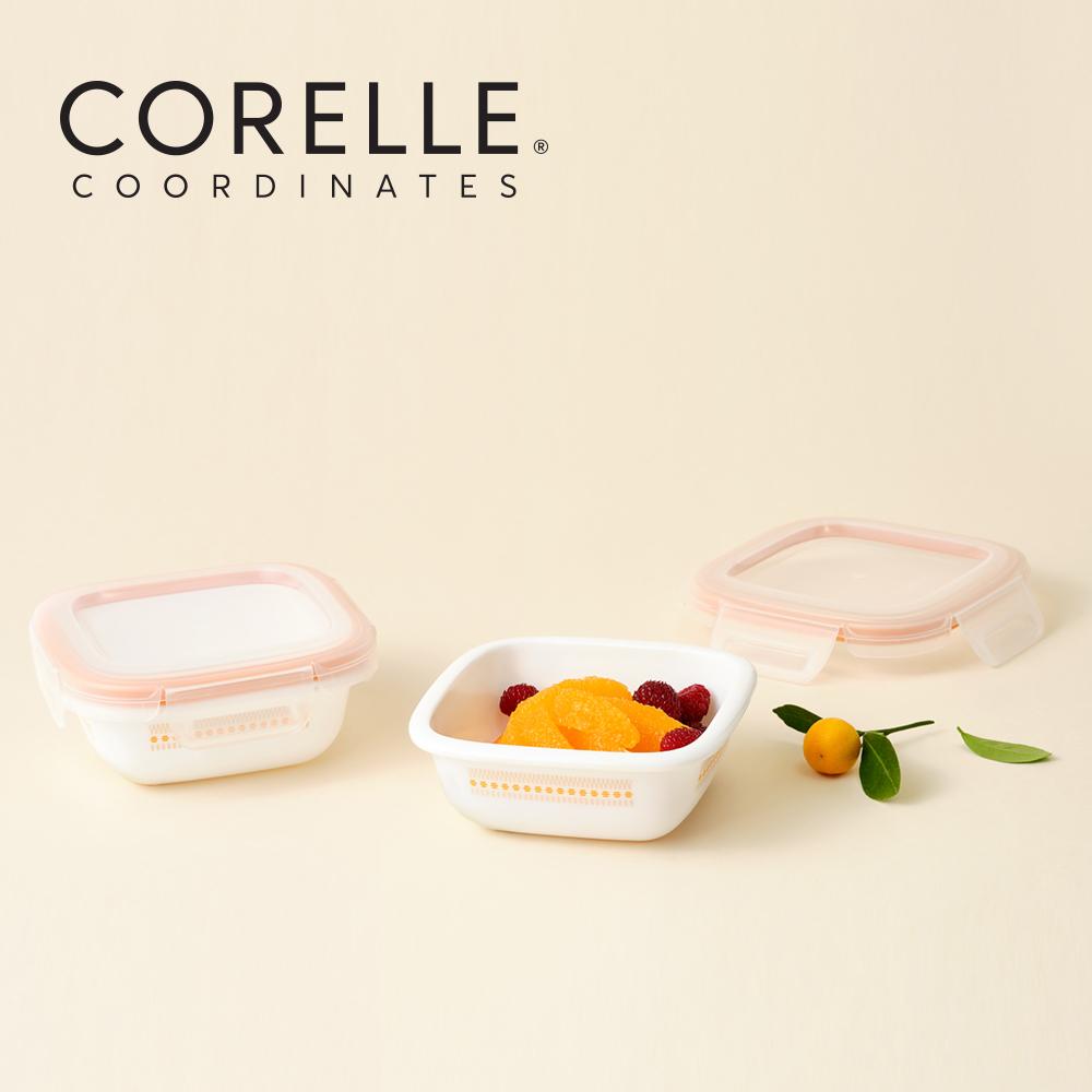 Corelle Jacquard Band Квадратный контейнер для хранения продуктов с герметичной крышкой 2 шт. (300мл) Посудомоечная машина Подходит для духовки Желтый beige adamhnk