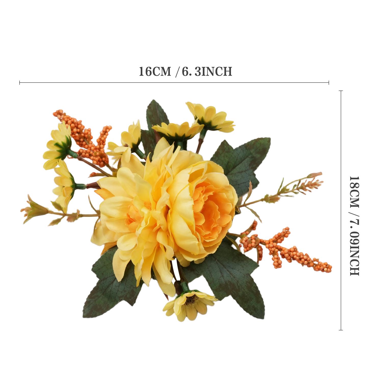 Uflower Wedding Wrist Flowers Rose Wrist Corsages Party Dance Hand Flower Bridesmaid Silk Flower Bracelet for Wedding Accessory 1pcs yellow Wedding decoration