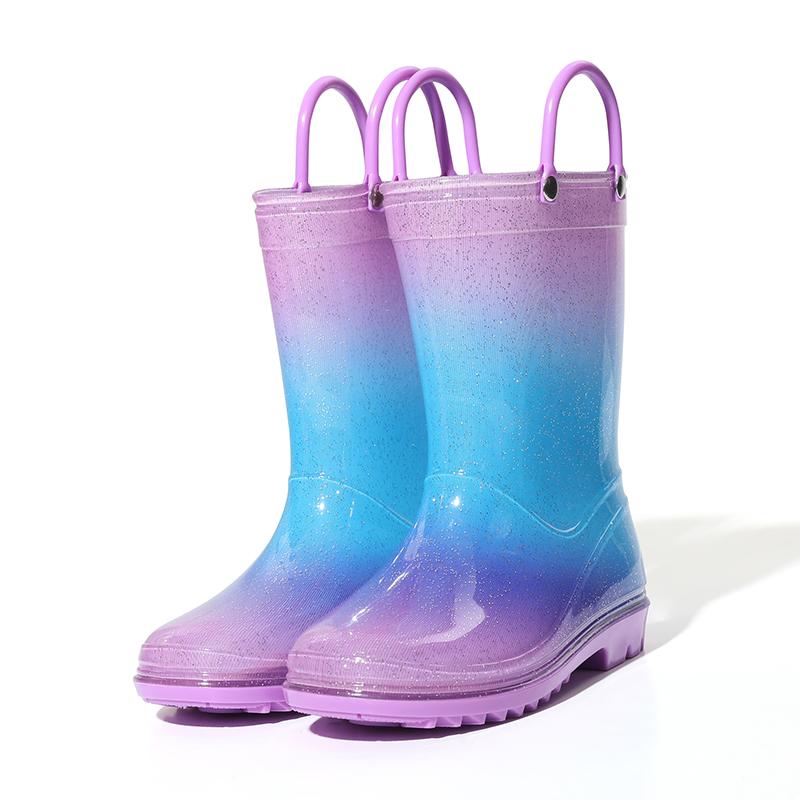 A pair of children s princess-style crystal rain boots, comfortable and lightweight, outdoor camping shoes for girls and toddler 23 pink QINGLONG GOODS