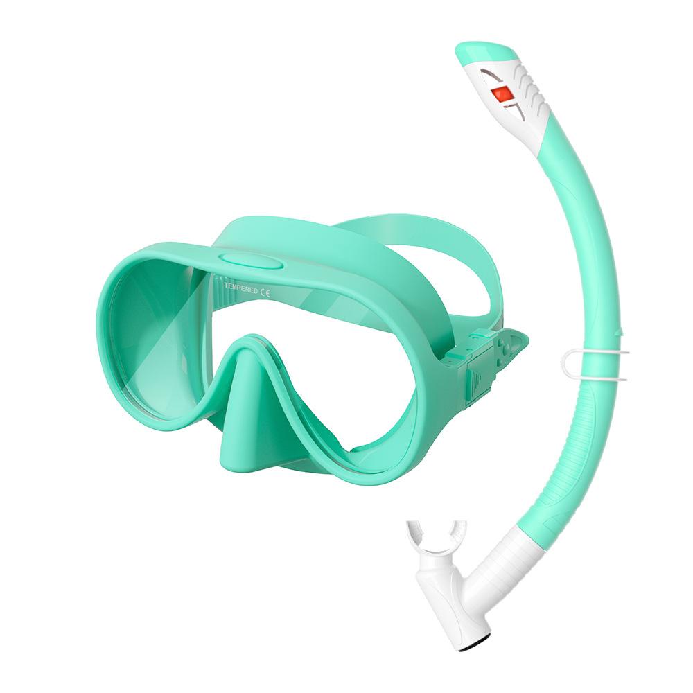 New Cross-Border Children s Large-Frame Professional Snorkeling Set with Diving Goggles and Mask for Swimming One size fits all blue QINGLONG GOODS