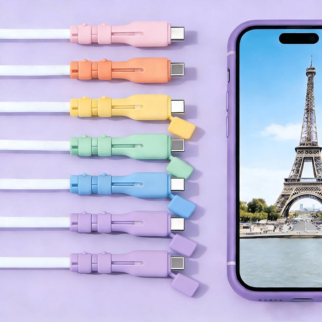 4 шт. Защитный чехол для кабеля данных USB‑C, Защита от перегиба для телефона, планшета, ноутбука white superme live