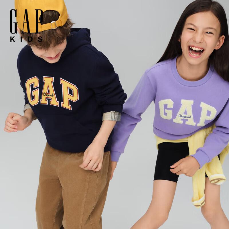 Флисовая толстовка с капюшоном и логотипом для мальчиков Gap 110/56 темно-синий