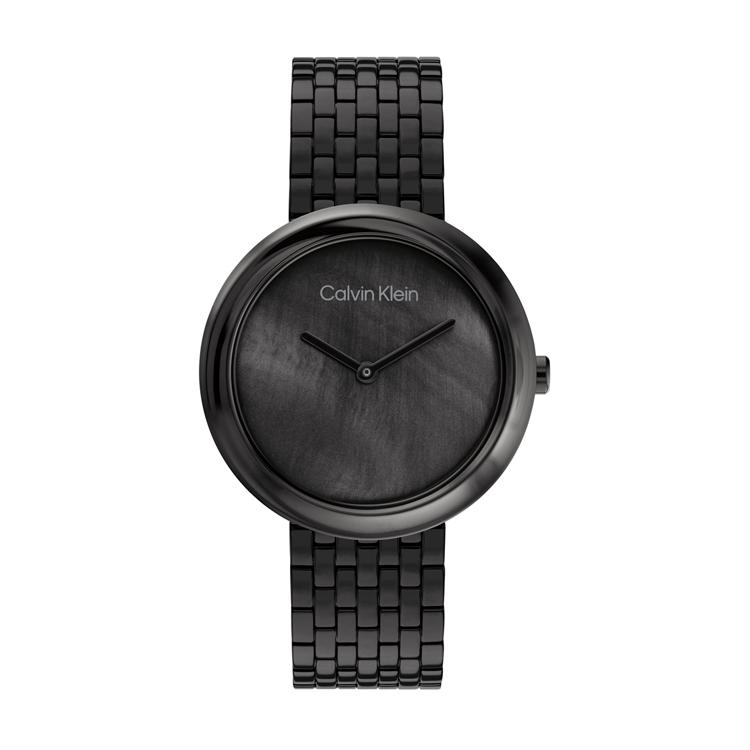 Calvin Klein Quartz Watch Stainless Steel Band Black Dial Women watches Silver 25200323 Black black