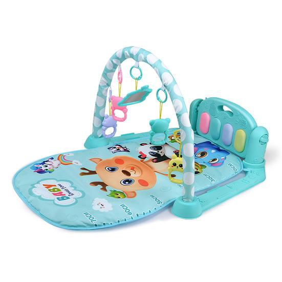 Детский игровой коврик с подвесными игрушками, пианино с функцией  Пинай и играй , игровой коврик-гимнастика с музыкой и светом, коврик для ползания младенцев, раннее развитие мятный зеленый Trendsetters
