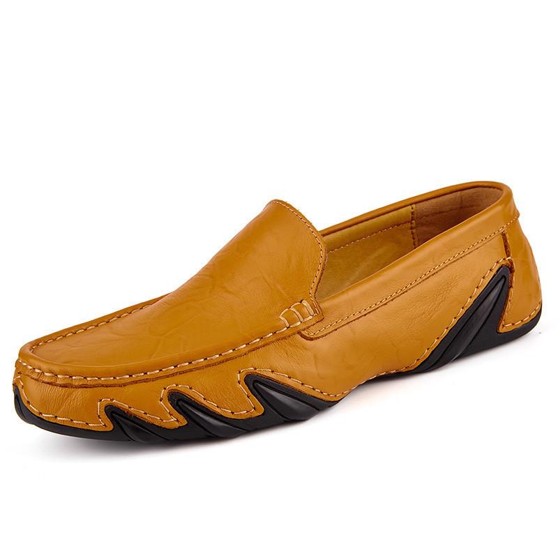 Men Casual Shoes Genuine Leather Casual Shoes Luxurious Italian Men Shoes Breathable Fashionable  Multifunctional Driving Shoes 38 жёлтый Elegant Home Furnshings