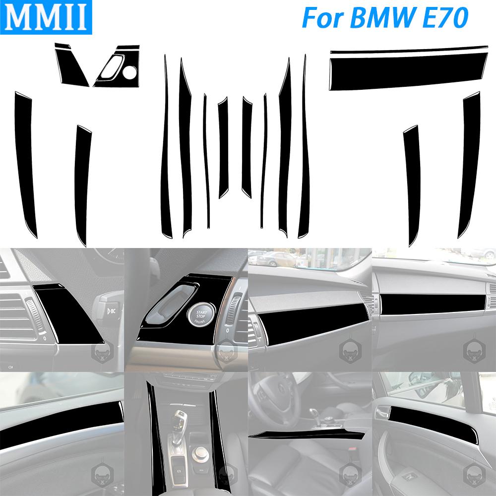 Для BMW X5 E70 2006-2013 Piano Black Автомобильная дверная панель Декоративная полоса Start Stop Switch Cover Костюм Аксессуары для интерьера Наклейка 5 Pcs gray dfvbnmf