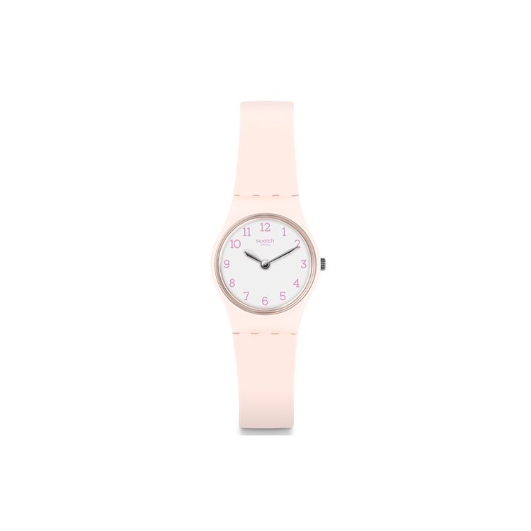 Swatch Quartz Movement 30M Water Resistant Watch White Dial Plastic Case Silicone Strap Women watches LP150 White Dial white