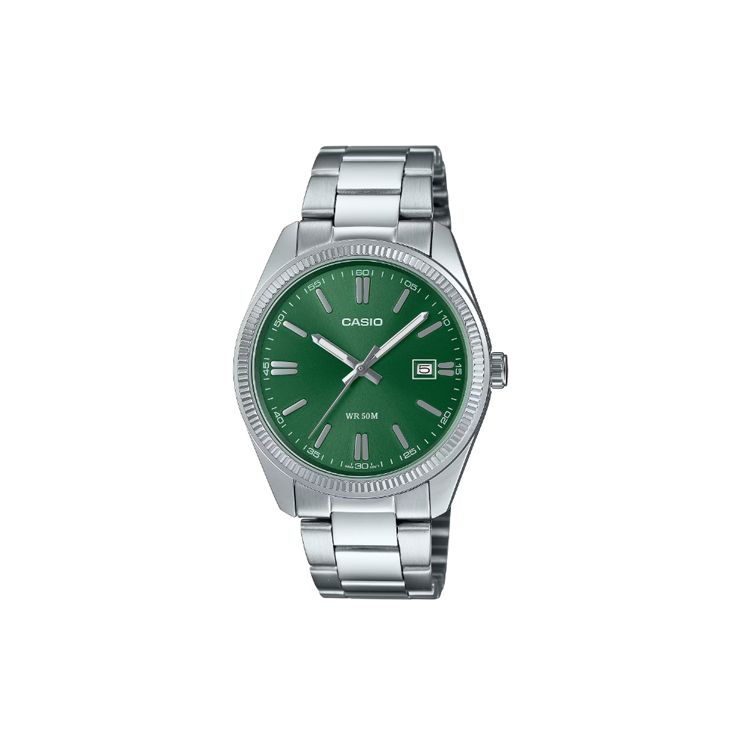 Casio Waterproof 50M Quartz Movement Stainless Steel Strap Watch Men watches Green MTP-1302D-3A Regular Box,Green Dial blue