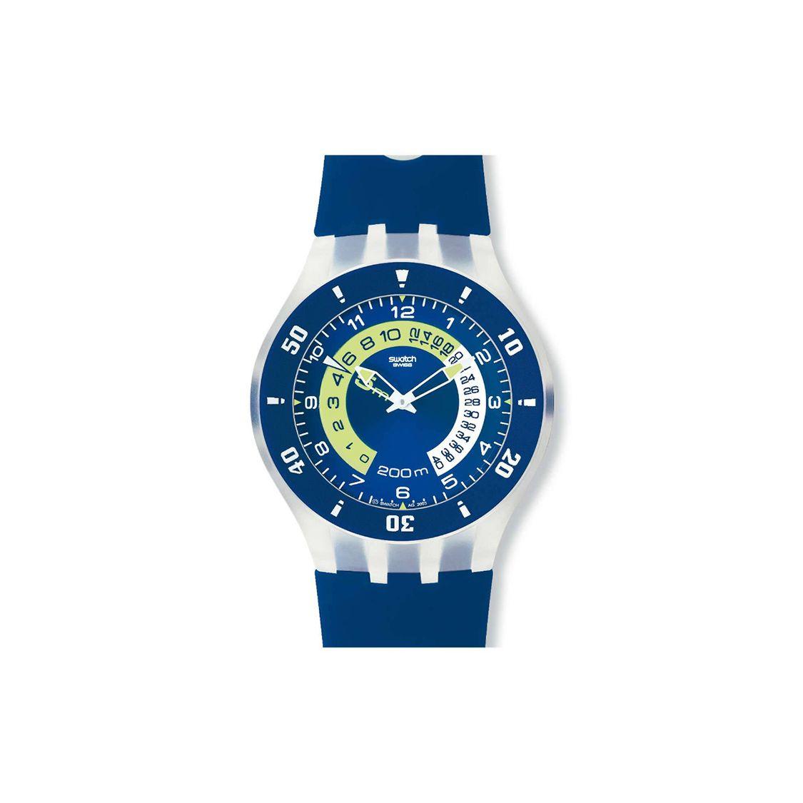 Swatch Quartz Movement 30M Water Resistant Minimalist Fashion Watch Men watches Blue SUGK100 Blue white