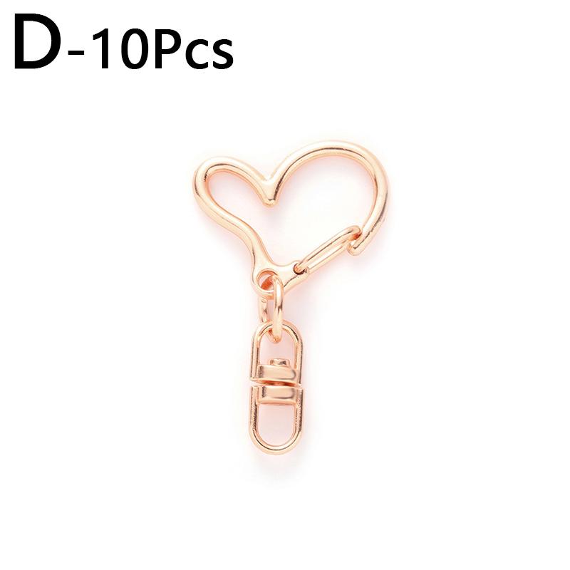 10pcs Metal Buckles Craft Making Heart Shape Multifunction Hooks Clips DIY Lobster Clasp For Bag Keychain Handmade Accessories beige ZLWomens
