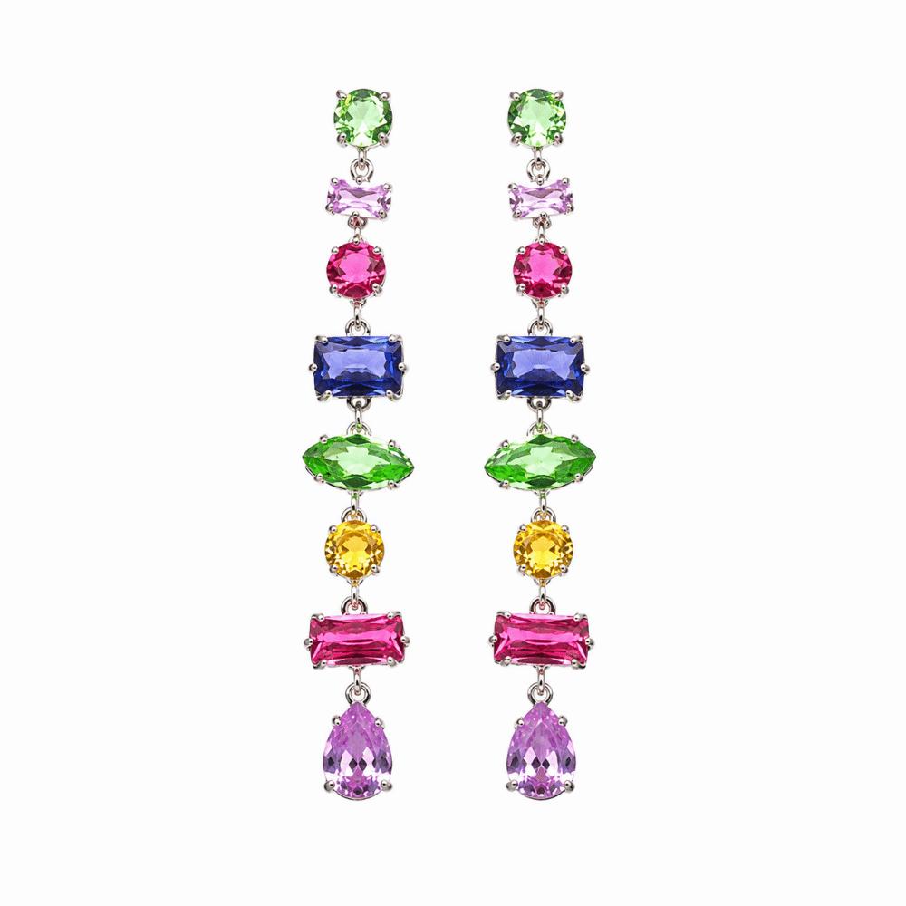 Adjustable Crystal Candy Necklace Irregular Zircon Bracelet Earrings Jewelry  Women Earrings blue GZxinyang