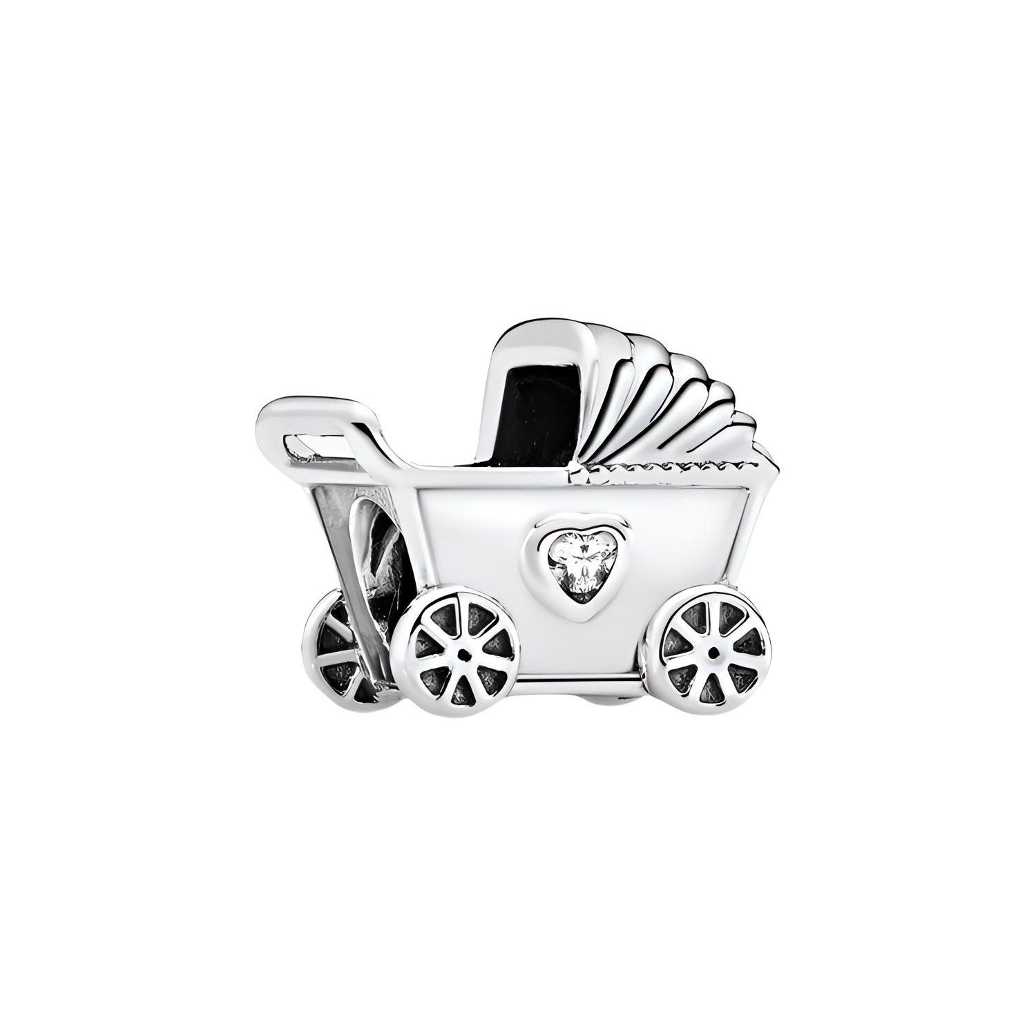 Pandora Шарм-подвеска Коляска для ребенка Детские украшения 792102CZ Silver,F white