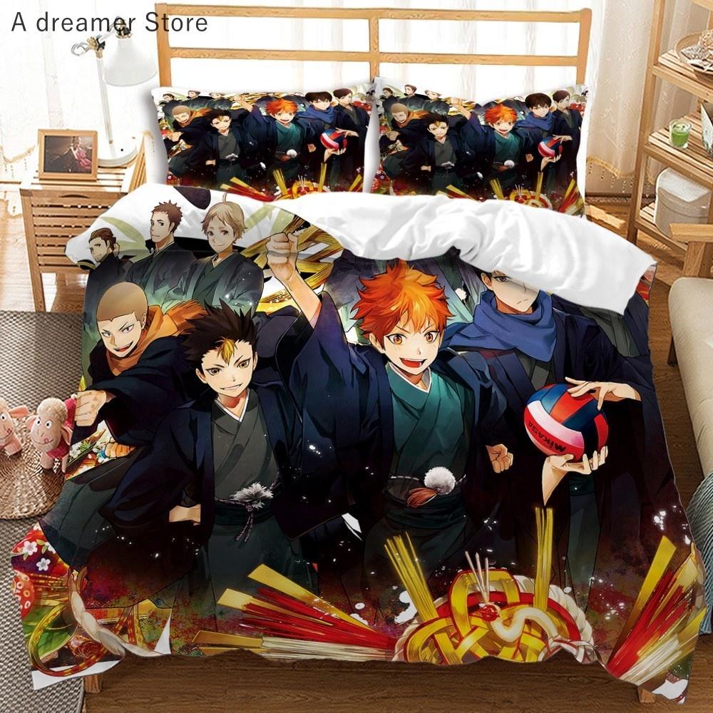 Комплект постельного белья Haikyuu, 3D-печатный волейбол для мальчиков, мультяшный аниме-пододеяльник, комплект роскошного постельного белья для детей, подарок, декор для дома Duvet Cover&Us Twin 173x218cm white Lodestar