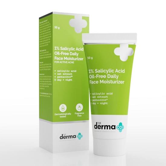 Увлажняющий крем для лица Derma Co 1% салициловой кислоты без масла с экстрактом овса для активного лечения акне - 50 г beige Vedic India