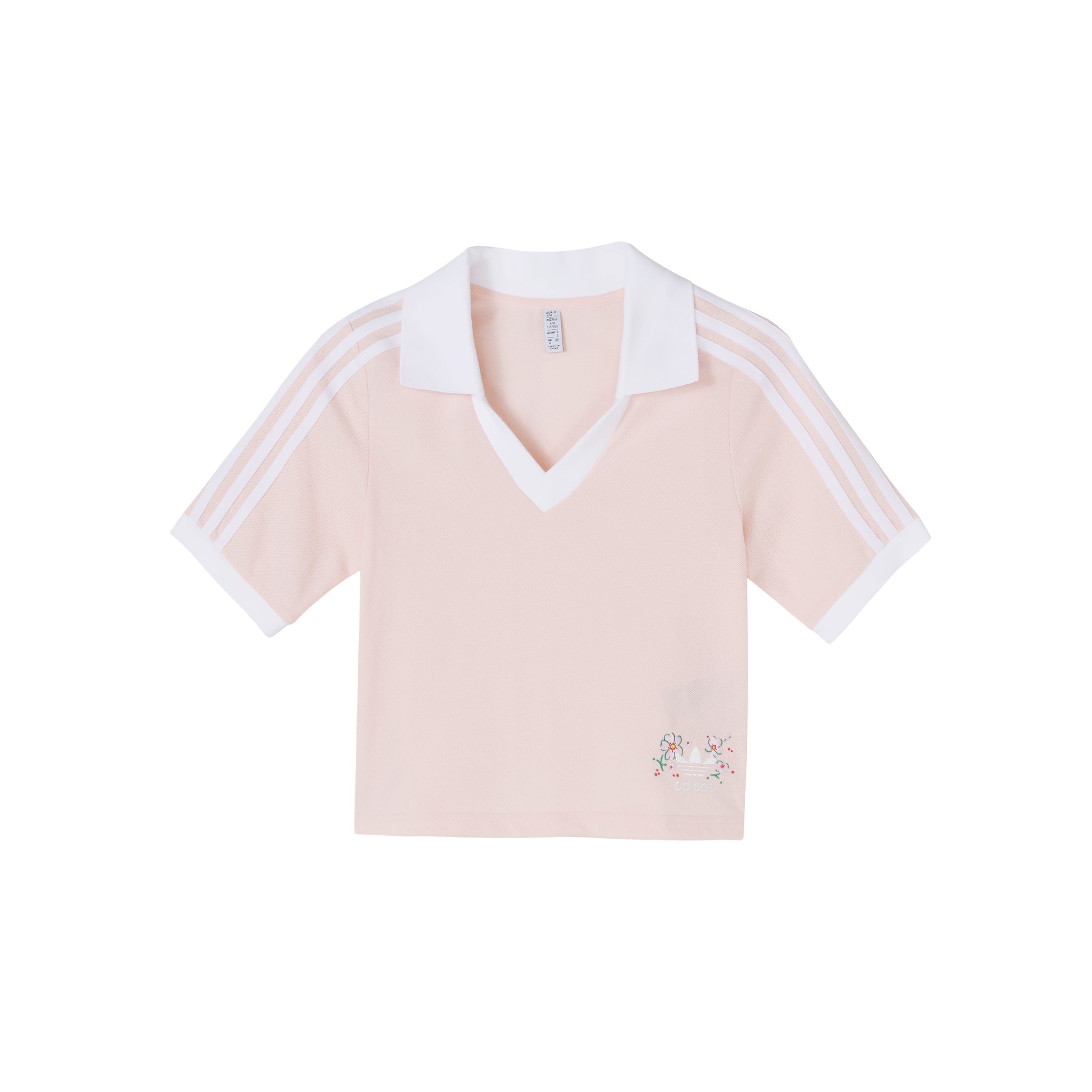 Adidas Originals Women s Cropped Polo Shirt Pink IP3757 XXS white