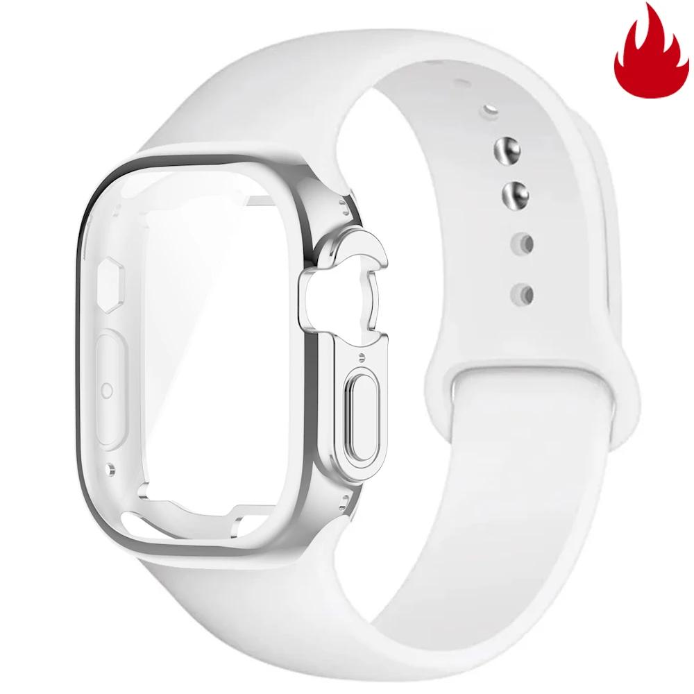 Корпус+Ремешок для Apple Watch band Ultra 49мм 44мм 45мм 42мм 41мм 40мм Наручный ремешок correa Браслет iwatch series 7 8 se 5 6 9 38mm Series 123 white Seahorse Home