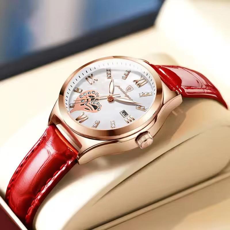 POEDAGAR Luxury Elegant Watches for Women Calendar Waterproof Ladies Watch Fashion Leather Quartz Wristwatch Gift белый/розового золота
