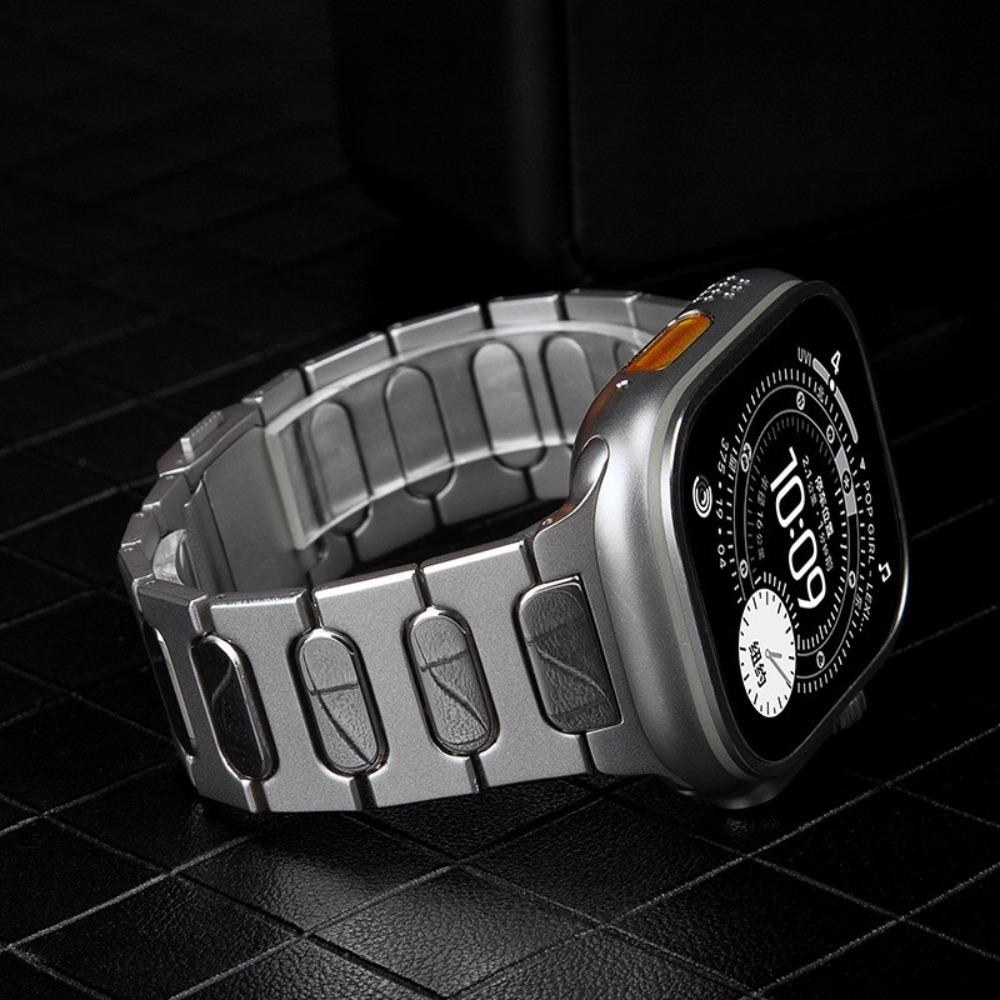 Металлический ремешок из титанового сплава для Apple Watch Ultra 3 11 10 9 8 7 SE 6 Силиконовый магнитный браслет для iWatch 42 мм 44 45 мм 46 мм 49 мм 42-49mm gray AgoodPlus