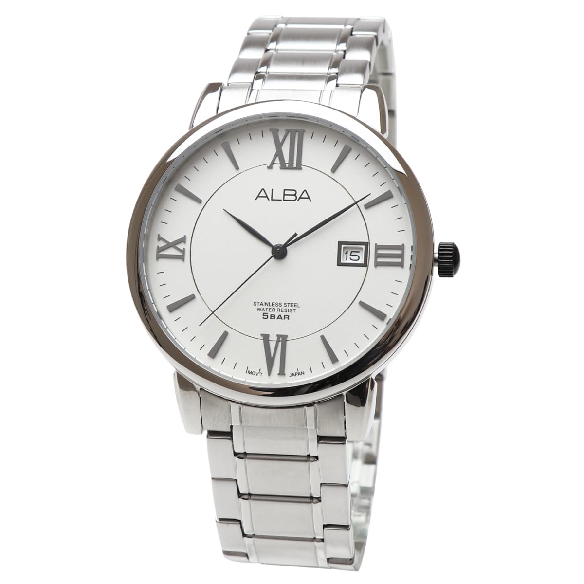 SEIKO ALBA AS9809X1 Белые Римские Цифры Кварцевые Нержавеющая Сталь Бизнес Аналоговые Часы с Календарем и Браслетом Мужские белый
