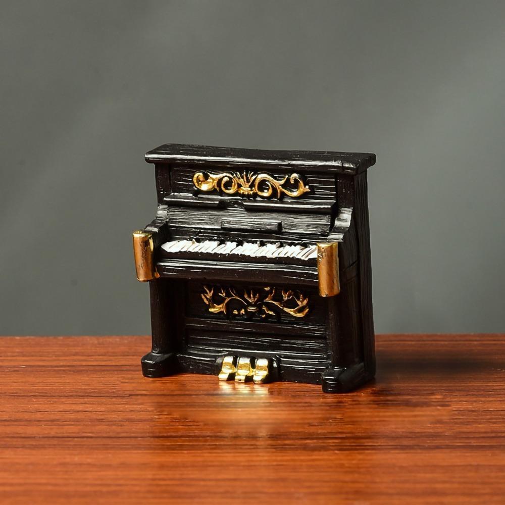 Retro Tone Retro Resin Miniature Tabletop Ornament  Bookcase Layered Shelf Tiny Decor piano Miaohuan