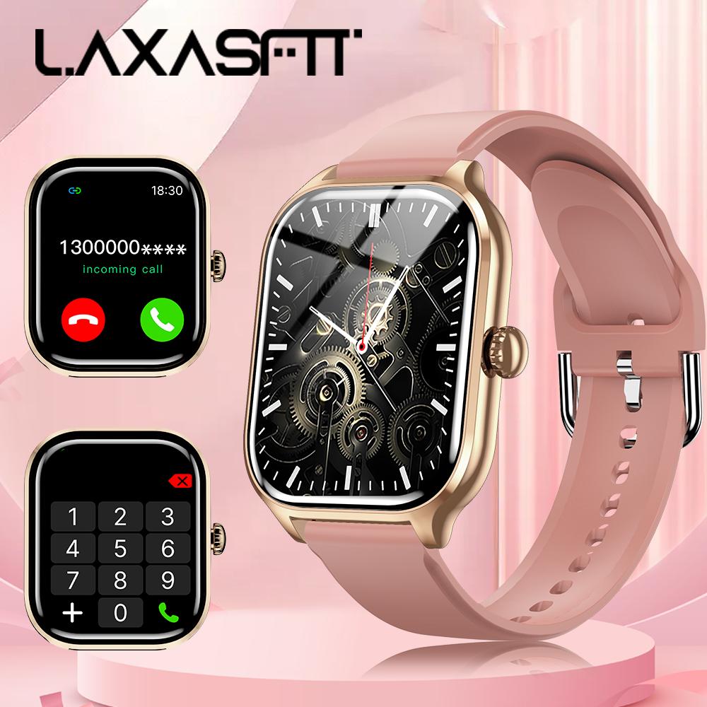 LAXASFIT Новый умный часы Bluetooth-звонок Напоминание о сообщениях 24-часовой мониторинг здоровья Умные часы Подарок для мужчин и женщин розовый Digital Electronic Products 1